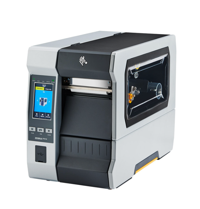 Zebra, Printer - ZT610, 4", 300 dpi, Thermal Transfer, Tear, Serial, USB, Gigabit Ethernet, Bluetooth 4.0, Bi-Fold Media Side Door with Clear Window, Color, ZPL