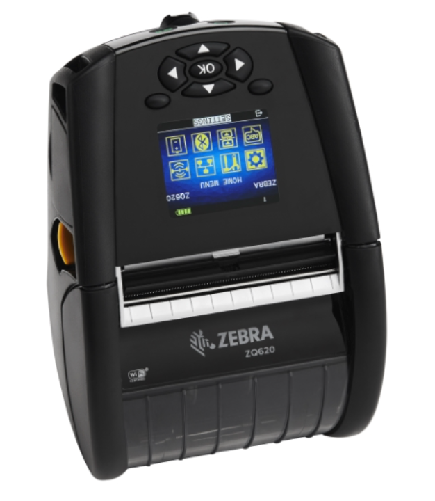Zebra, Printer – ZQ630, Mobile DT, 4”, 203 dpi, Dual 802.11AC / Bluetooth 4.X, Linered Platen, 0.75" Core, Group 0, Belt clip